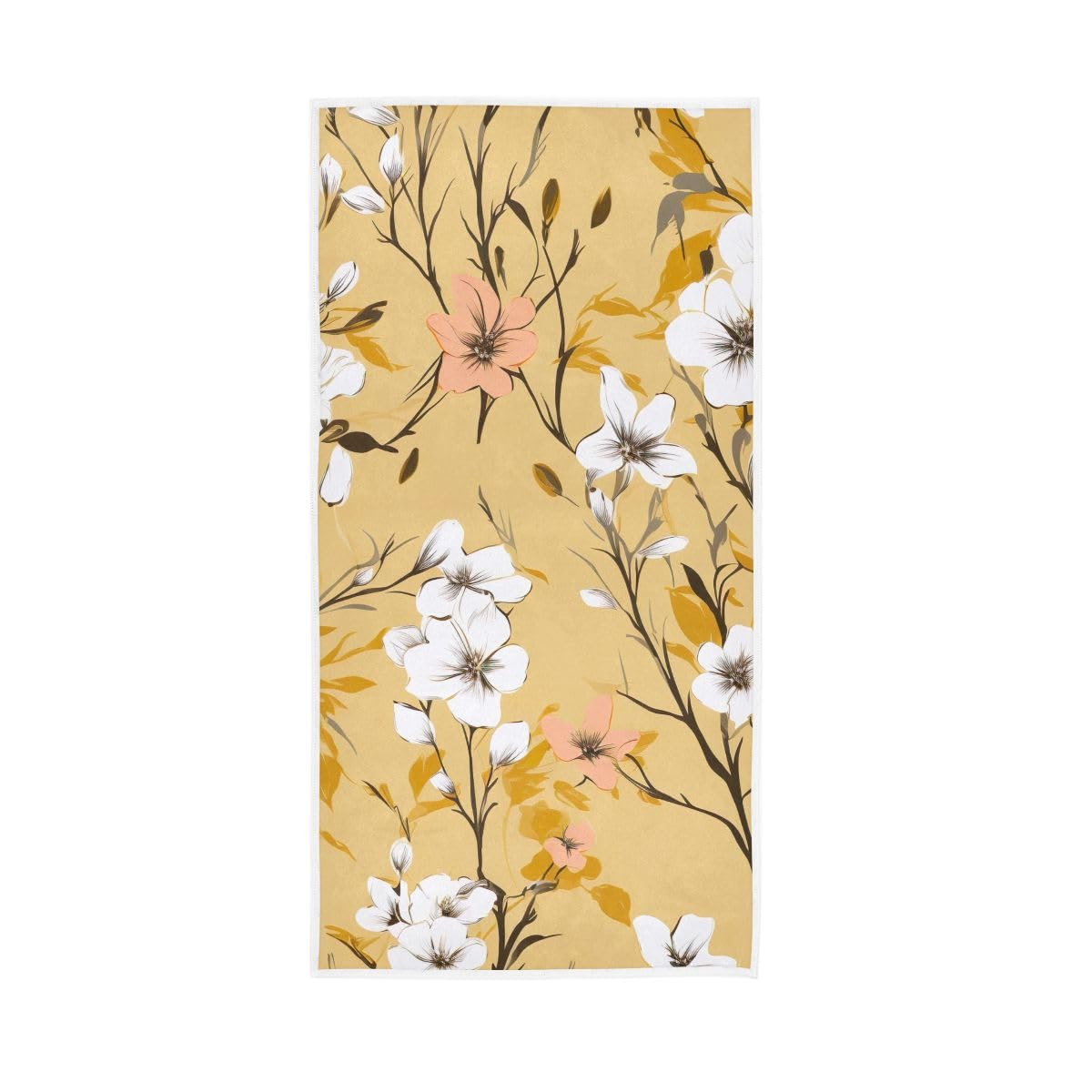 LSRCPD Fall White Flower Face Towels for Bathroom, Hand Towel for Bathroom, Shower, Hotel, Spa 15 x 30 Inches