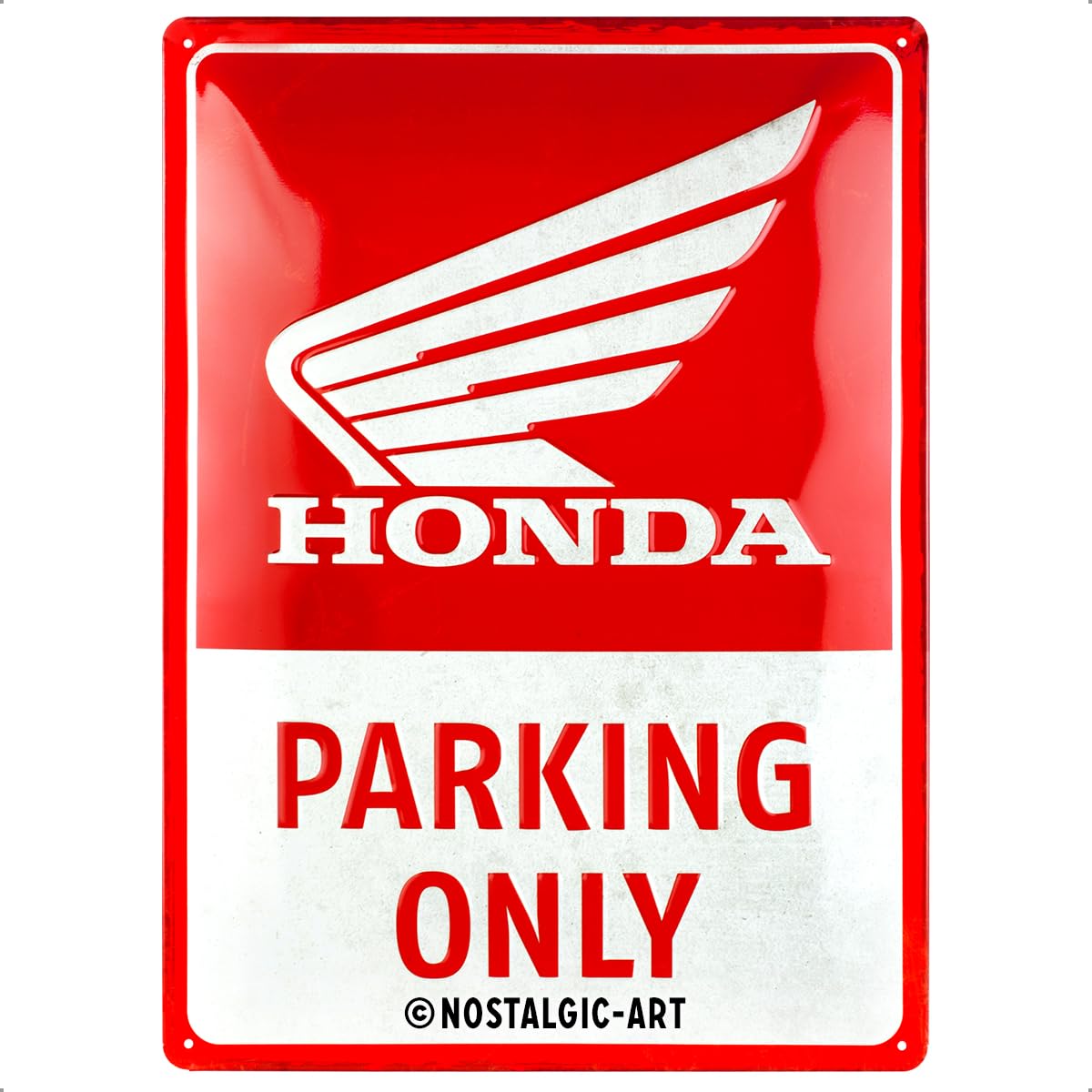 Nostalgic-Art Plaque vintage, Honda MC – Parking Only – Idée de cadeau pour motards, en métal, Design rétro pour la décoration, 30 x 40 cm
