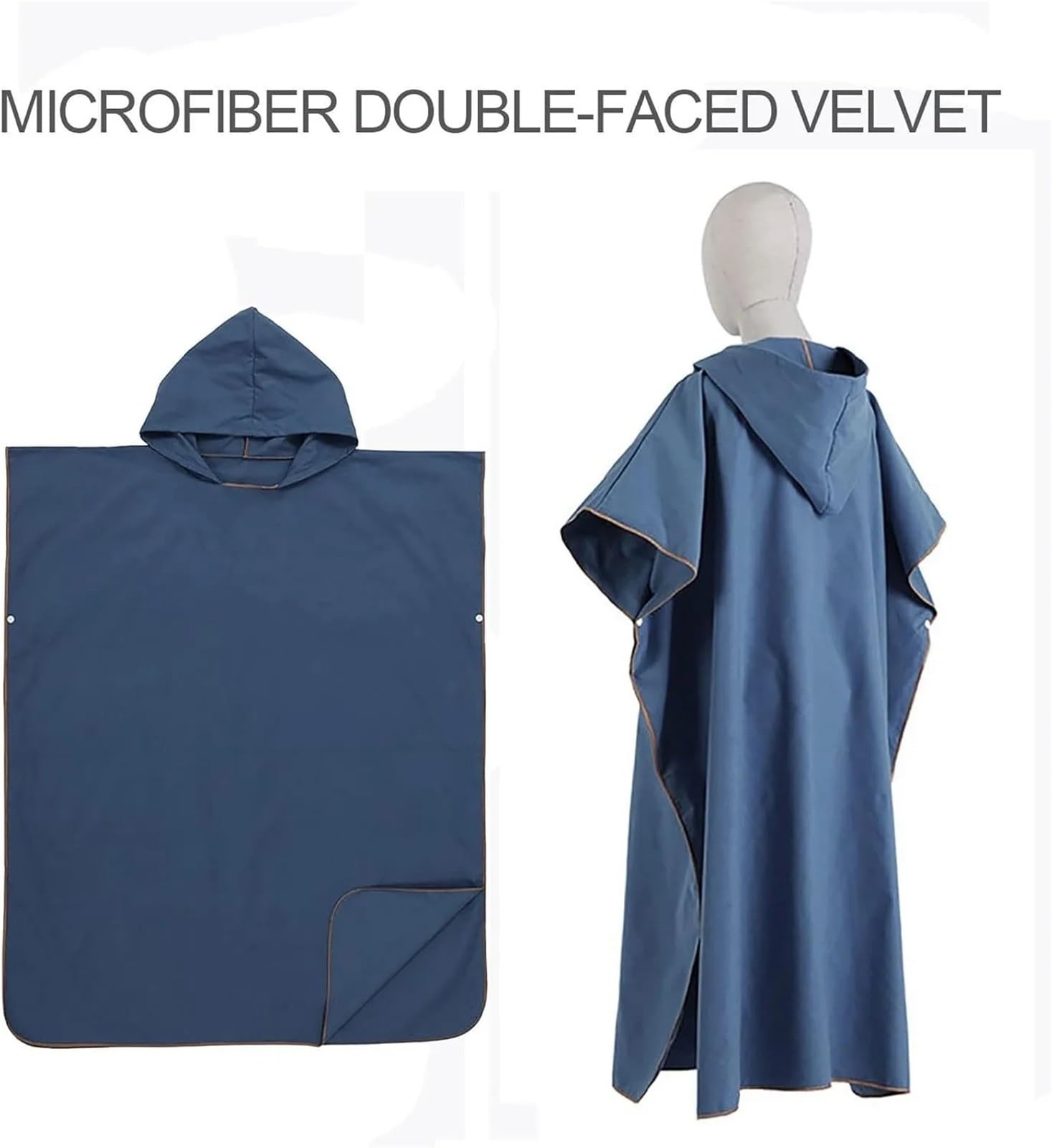 Poncho da surf, asciugamano for cambio con cappuccio, coperta spiaggia, telo bagno, muta, poncho Poncho da Spiaggia(Blue)
