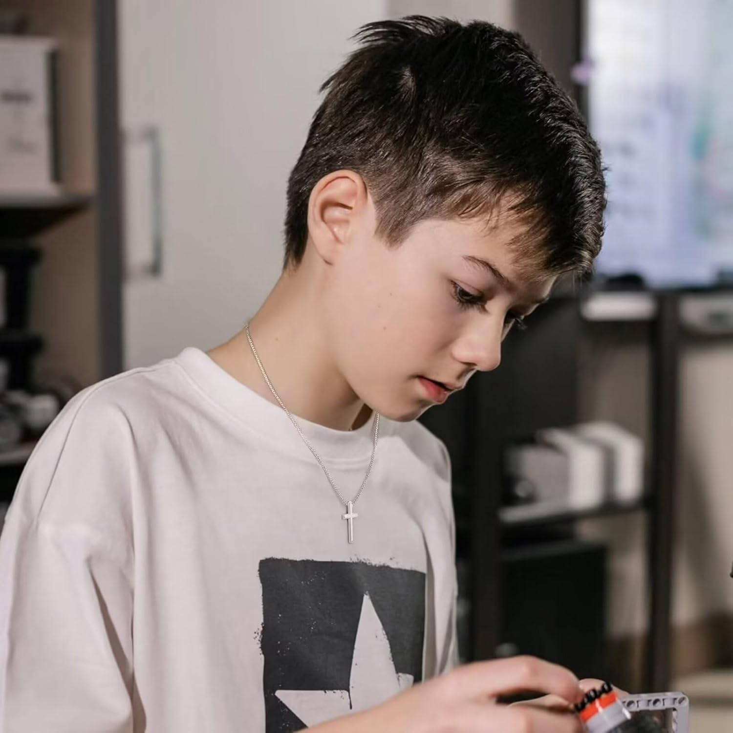 Ursteel 925 Sterling Silver Cross Pendant for Men - Stainless Steel Chain Cross Jewelry 16-24 Inches - Image 3