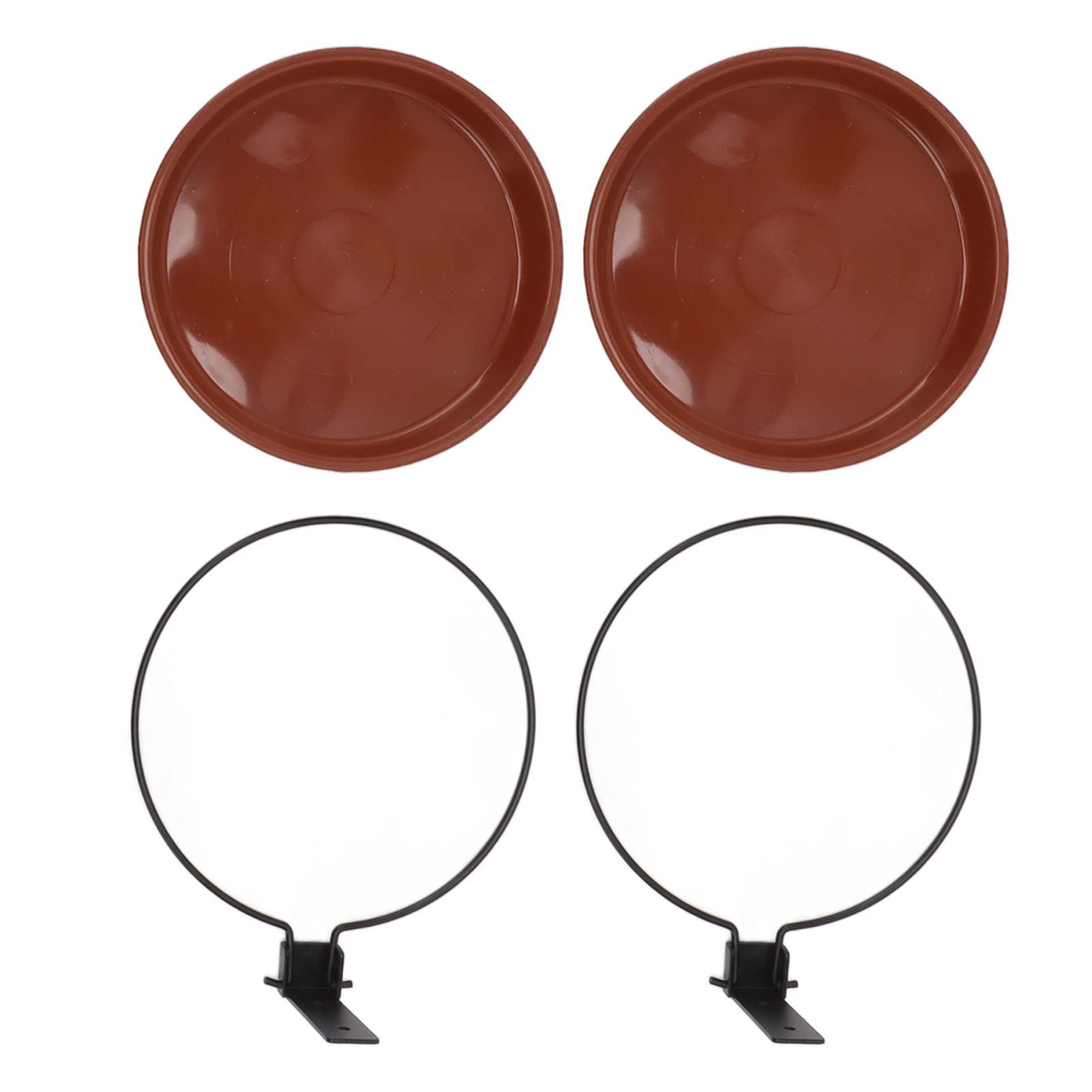 Mangiatoia E Bagno Per Uccelli Da Albero – Set Di Ciotole In Plastica Con Staffe E Clip – Rosso Rame - 3