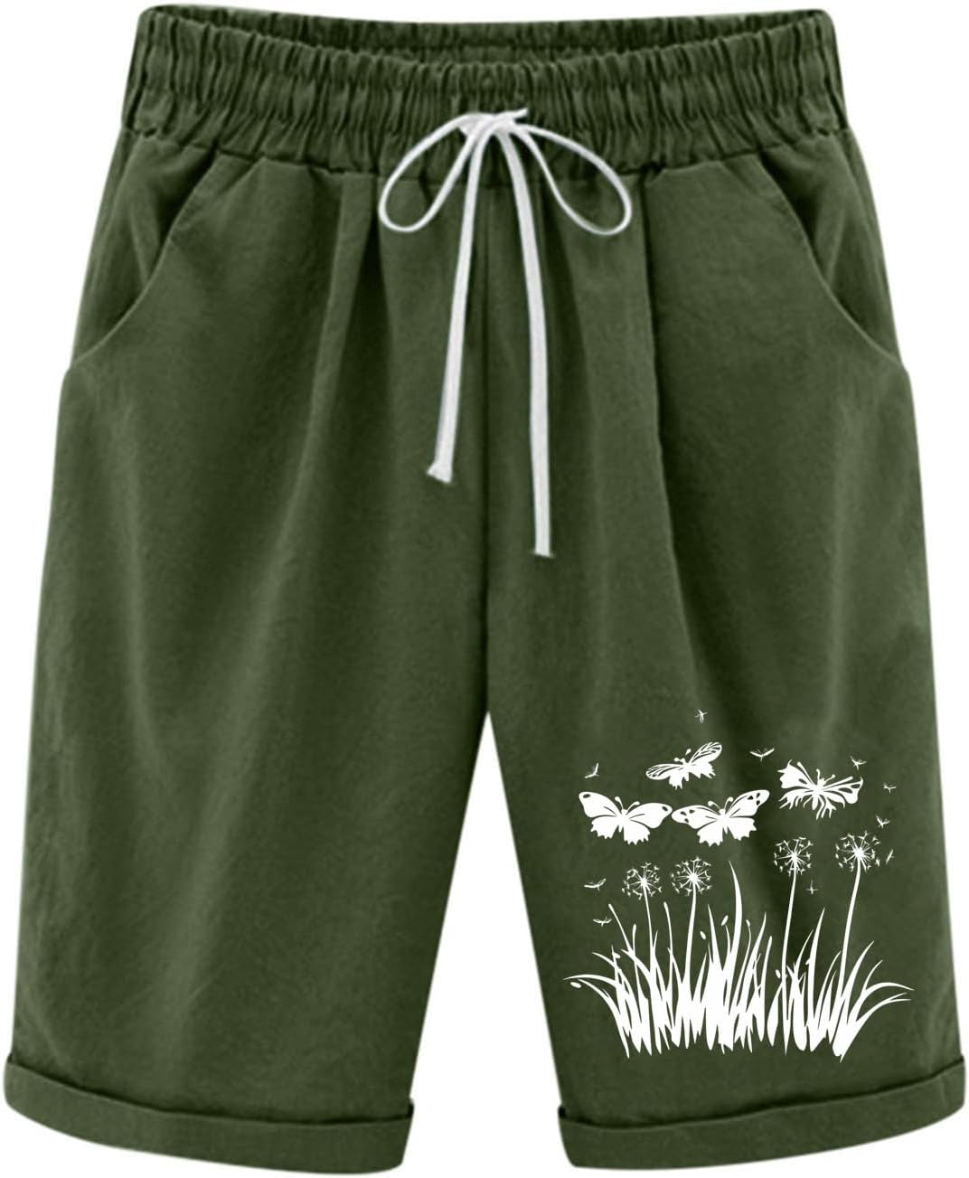 Long Shorts for Womens Trendy Summer Bottoms 2026 Beach Drawstring Knee Length Pants Loose Resort Wear Fashion Clothes