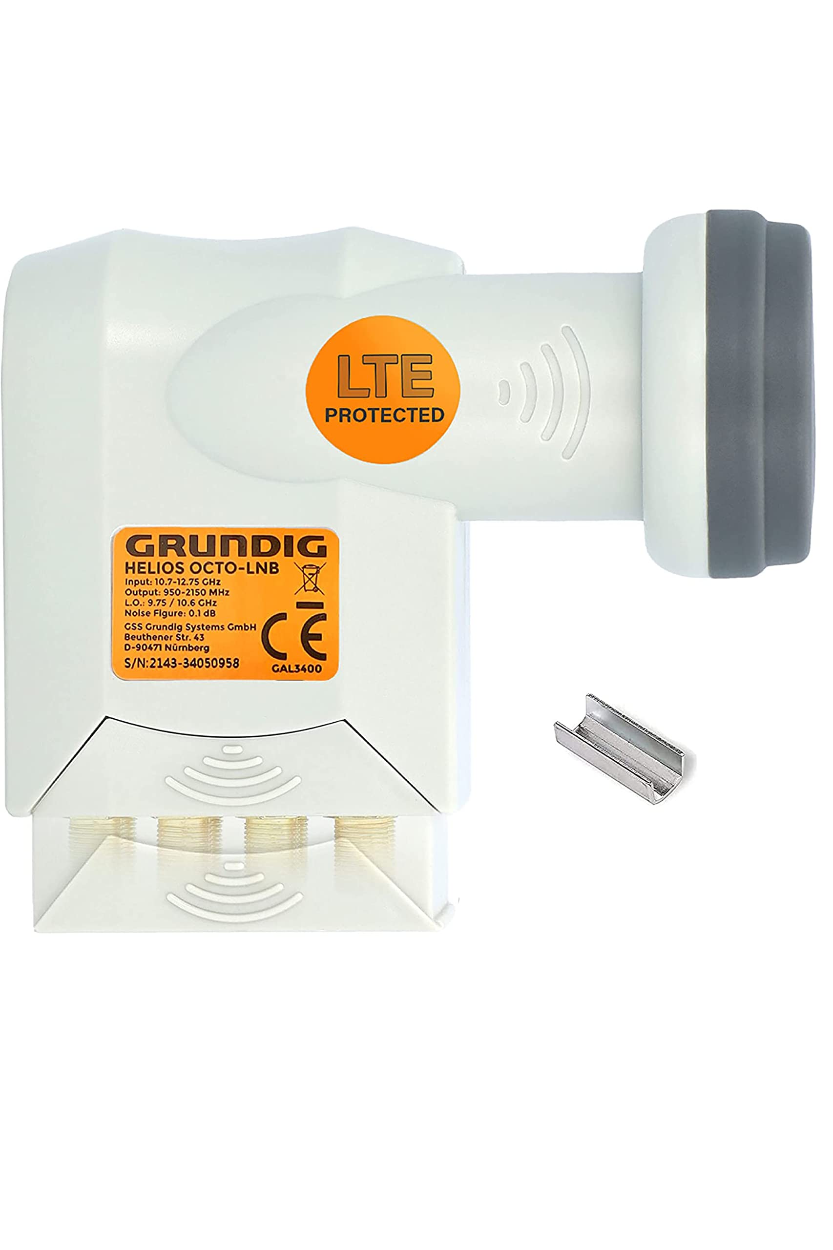 [ Test bardzo dobry, ocena 1.2 *] GSS Helios Octo LNB z ekranowaniem LTE i Sun Protect ochrona UV, cyfrowy 8-krotny 4K LMB dla 8 uczestników, do telewizorów odbiorników satelitarnych, HD 8-krotny LNC