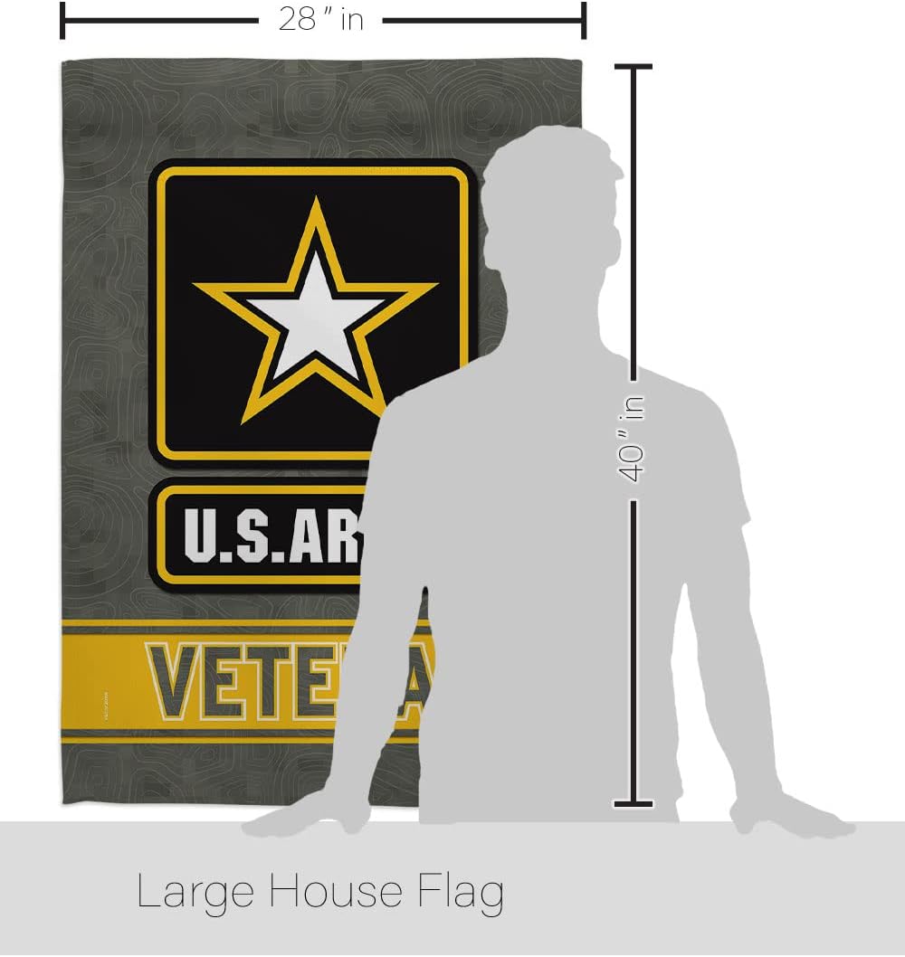US Army Veteran House Flag - 2 pcs Pack Armed Forces Rangers United State American Military Retire Official - Decoration Banner Small Garden Yard Gift Double-Sided Made in USA 28 X 40