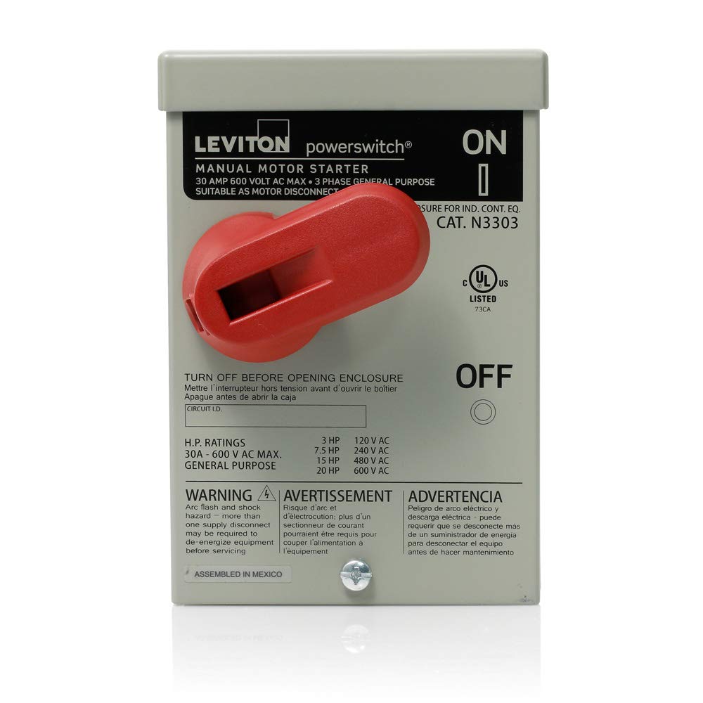 Interrupteur Leviton N3303-DS triphasé 30A 600V boîtier Type 3R - 5