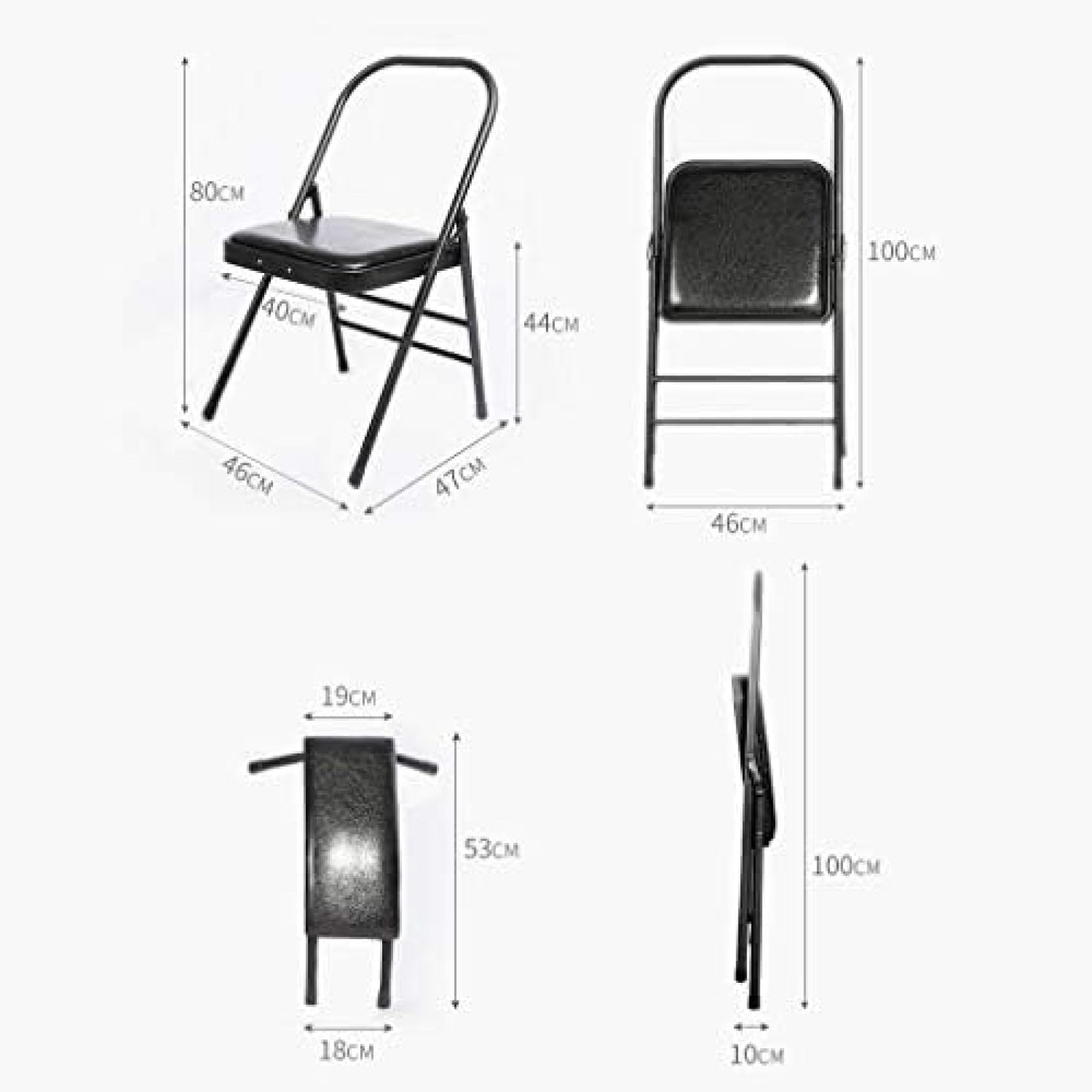 Sedia Yoga Pieghevole con Supporto Lombare, Strumento Ausiliario per Sedia Yoga in Tubo d'Acciaio Rimovibile da 23 Mm, Sedia Yoga con Panca per Inversione del Corpo Bilanciata,Ecopelle Nera,Serene