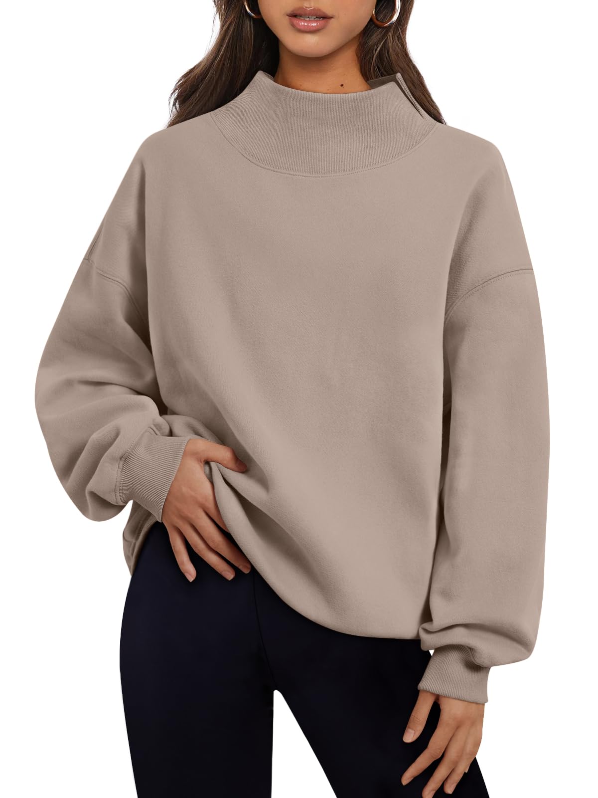 Trendy Queen Damskie bluzy oversize sweter z golfem bluzy z długim rękawem topy jesienne modne stroje 2025 ubrania