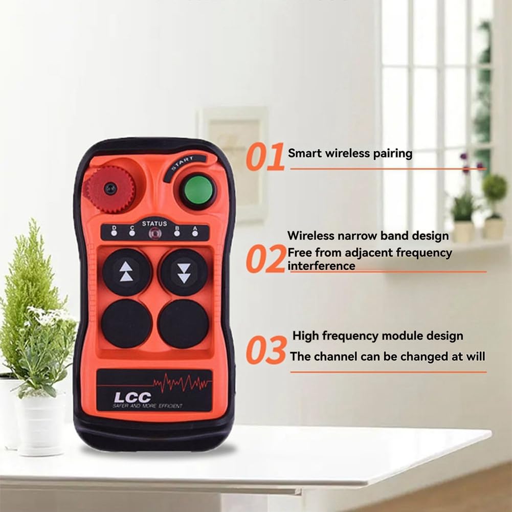 Q200 - Mando a distancia industrial (2 botones, impermeable, IP65, controlador sin para grúa industrial AC-DC 12-24 V)