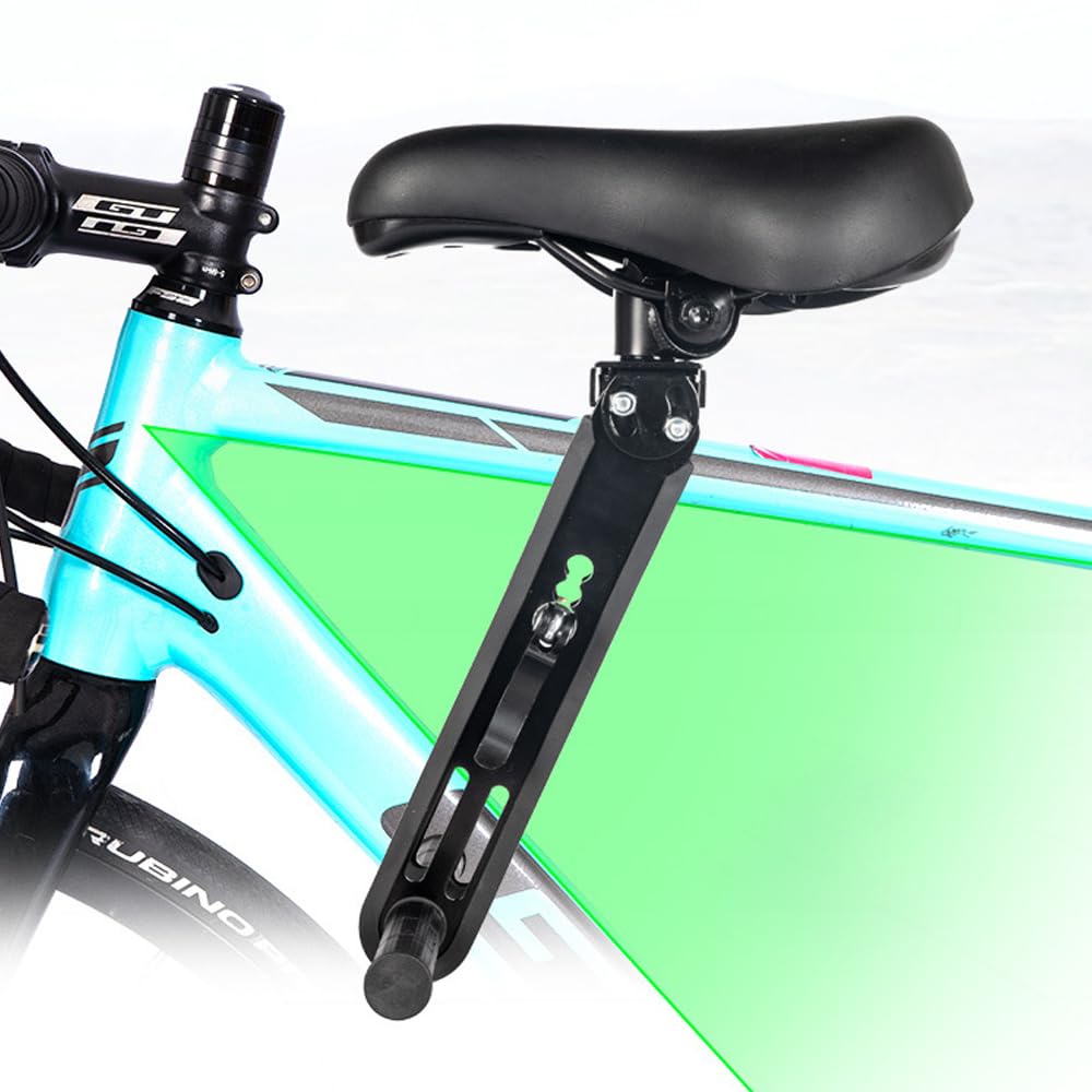 Siège avant et poignée de vélo absorbant les chocs pour enfants - Design en métal et caoutchouc - Accessoire de cyclisme en plein air - Assemblage facile - Noir