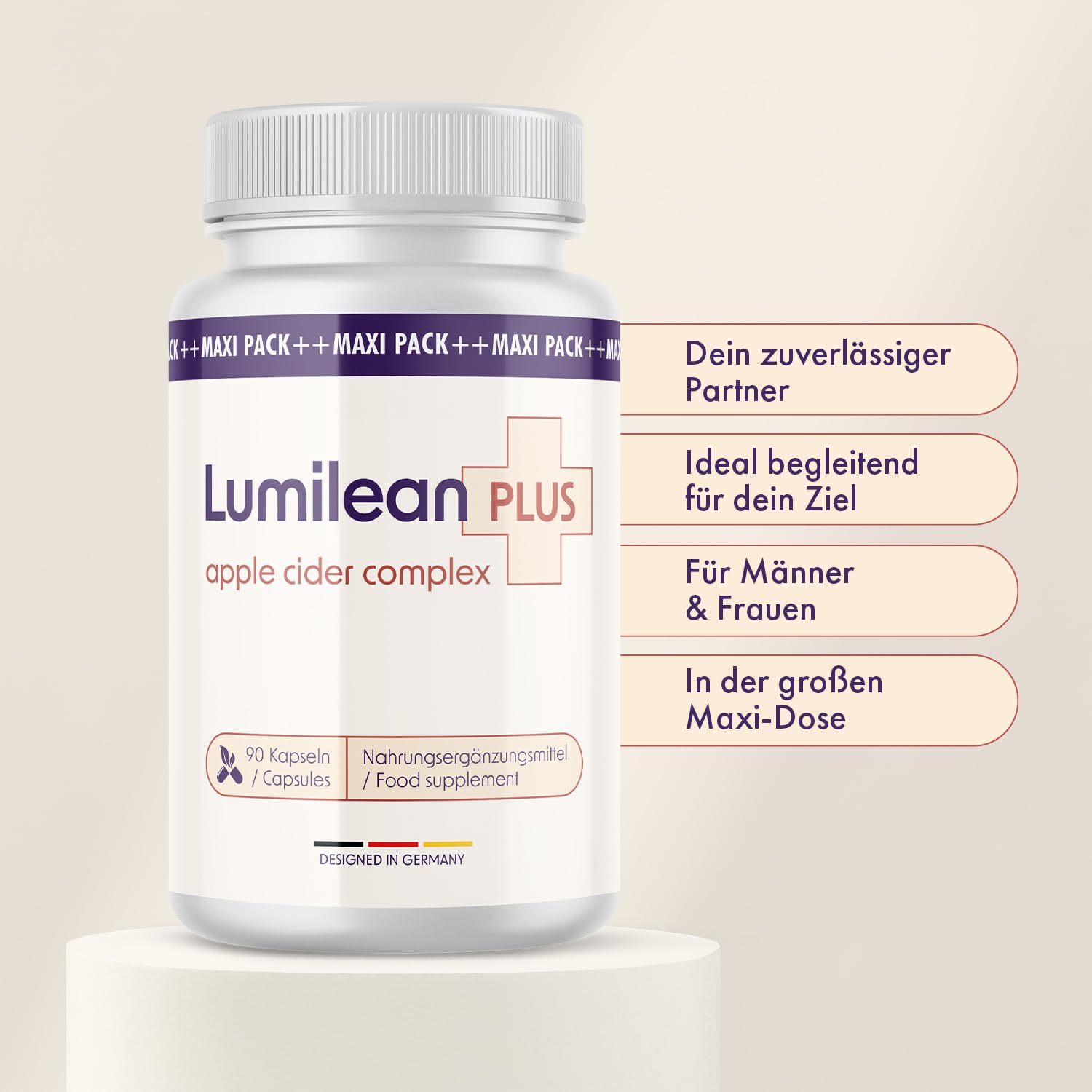Lumilean Plus Kapseln - Maxipack | Dein zuverlässiger Partner - kombination hochwertiger Zutaten - 90 Kapseln Inhalt