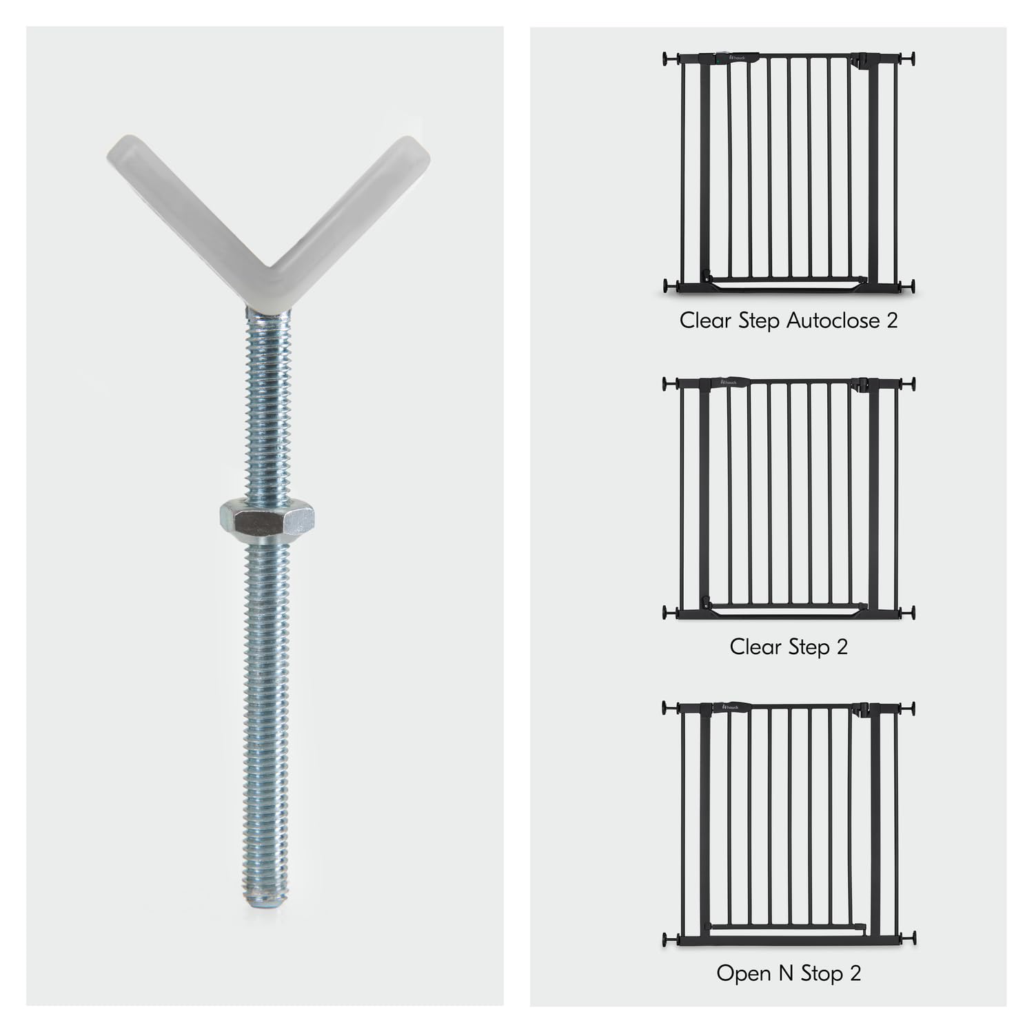 Hauck Y-Spindle Bianco - 2 Adattatori per Scale con Ringhiere a Profili Rotondi 6 cm - Filettatura M10 - Accessorio Compatibile Cancelletto Bambini Cani