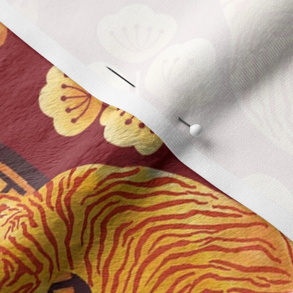 Spoonflower Fabric - Tiger 2022 Lunar Chinese New Year Oriental Red Printed on Minky Fabric by The Yard - Sewing Baby Blankets Quilt Backing Plush