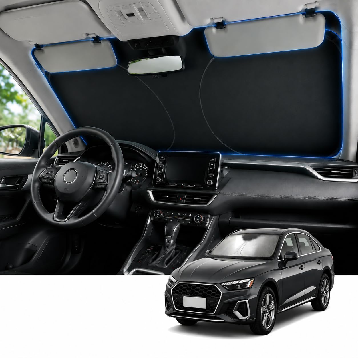 Proadsy Custom Fit 2018-2026 Audi A5 Windshield Sun Shade, Blocks Heat