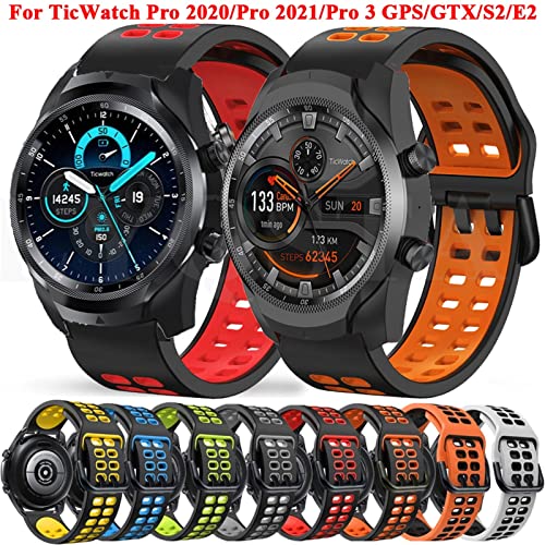 Correas de repuesto de 22mm para reloj TicWatch Pro 3 LTE de silicona impermeable 2