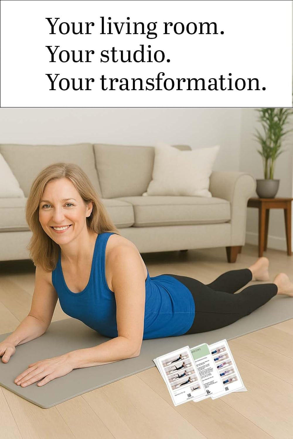 52 Pilates Cards - 40 exercises with Pilates Instructor- Mat Pilates workout cards - Detailed photos and video Instructions - Do Pilates at Home- No equipment needed. - Image 3