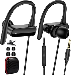 Wired Over Ear Earbuds with Microphone Ear Hook,3.5mm Sport Headphones Wired for Laptops iPad iPod 3.5mm Plug Cellphones,i... Price In India