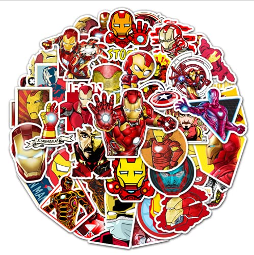 52PCS Cartoon Iron Man Stickers Pack for Water Bottle Laptop Room Graffiti Stickers for Child Girls Boys Birthday Party Favor Supply