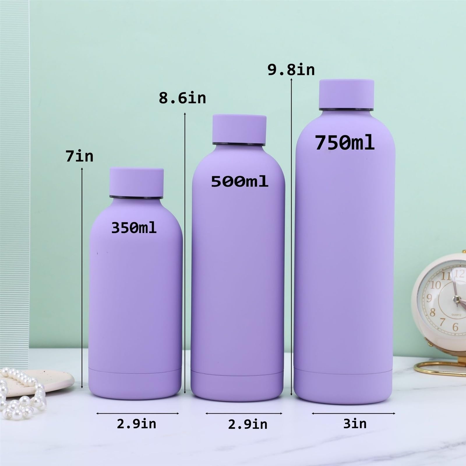 MRKU Isolierte Wasserflaschen, isolierter Wasserbecher aus Edelstahl, tragbar, einfacher Wasserbecher, großes Fassungsvermögen, Wasserbecher fürs Büro, Sportwasserflasche