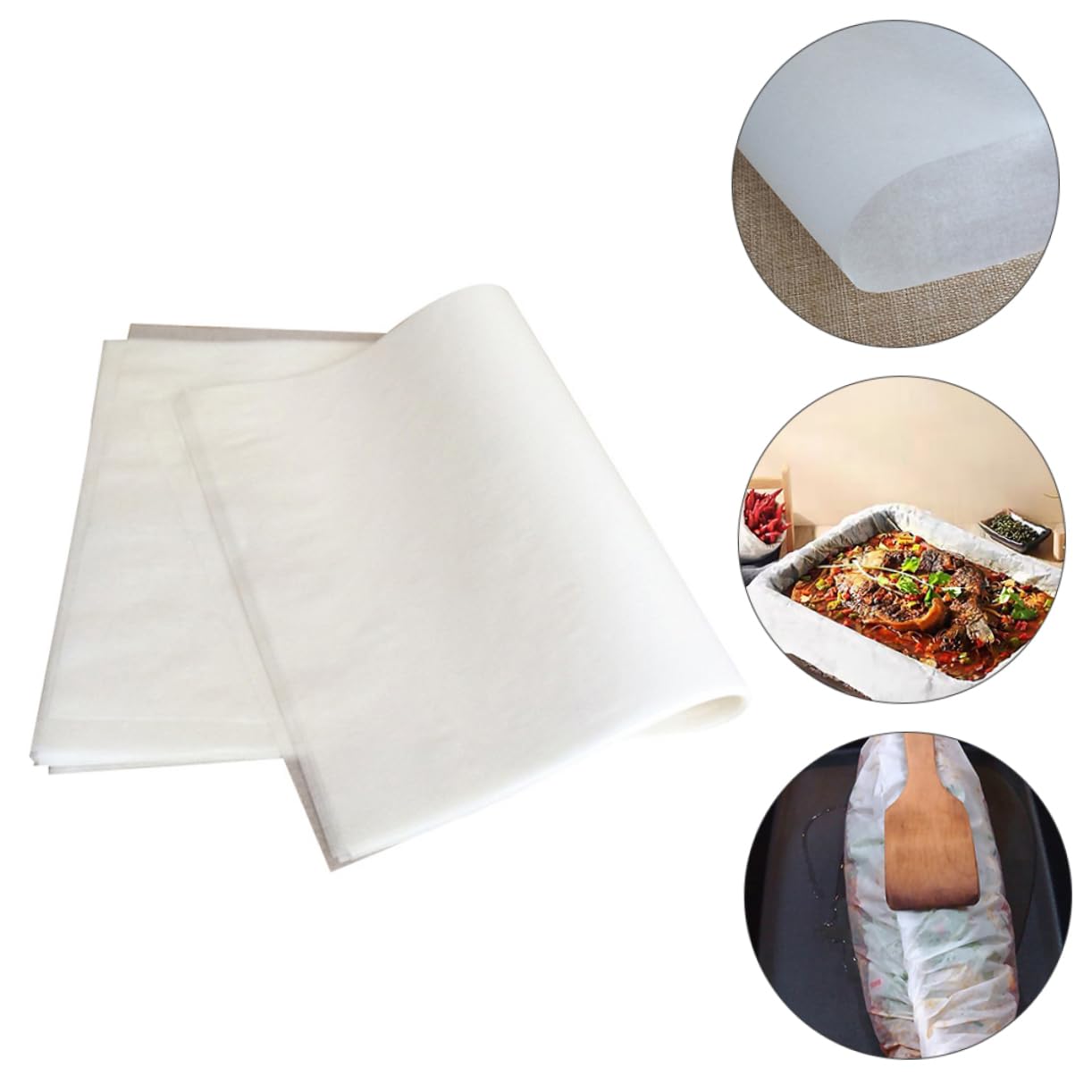 Carta da Forno Antiaderente in Carta Oleata al Silicone, 50 Fogli, Resistente alle Alte Temperature, per Barbecue e Campeggio