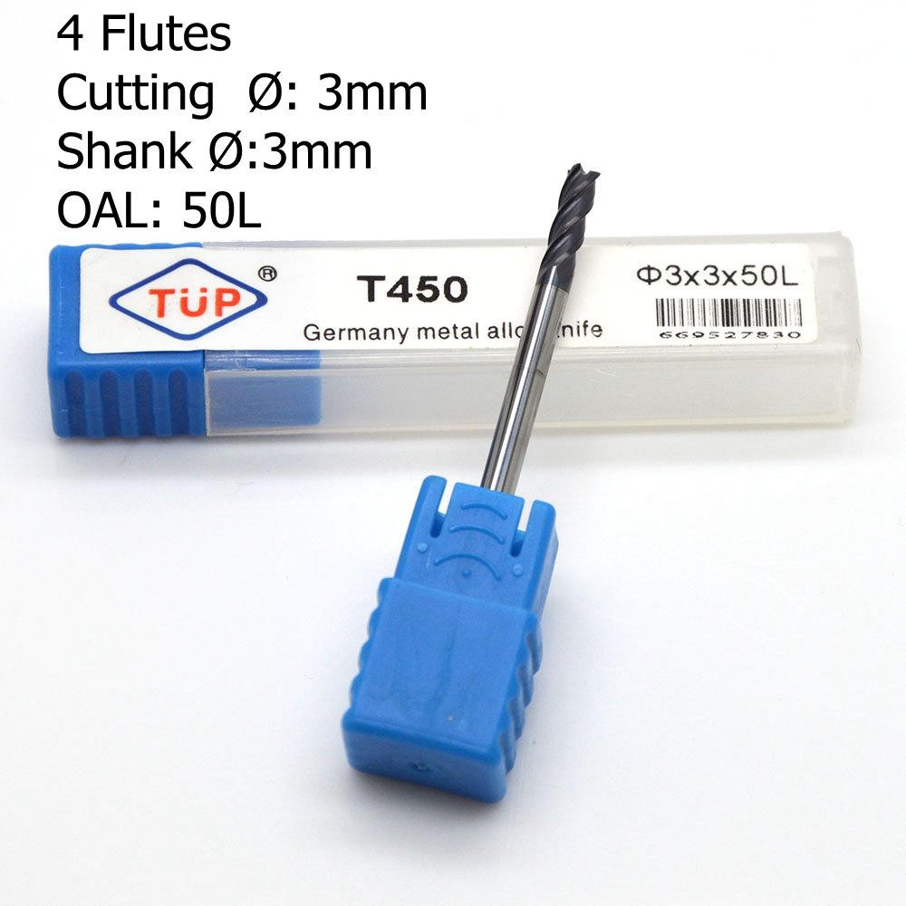 Ougar8 1 2 3 4 6 8mm CNC Lathe Milling Cutter Carbide Center Cutting Spiral Router Bits Tungsten TiAlN Coated Engraving Cutting End Mill Square Metal Woodworking Machine Endmills Tool(6pcs)