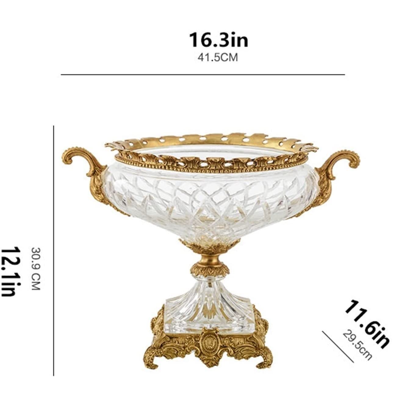 Corbeille à Fruits Assiette À Fruits Ronde En Verre Transparent Décor De Bureau La Maison Plat Bol Bonbons Base Laiton Paniers de Rangement de Cuisine