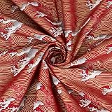 BENECREAT 1 m de Tissu en Coton de Style Japonais Tissu Patchwork à Motif Vagues de la Mer Rouge 1.5 m de Large pour la Couture le Quilting et les Loisirs Créatifs