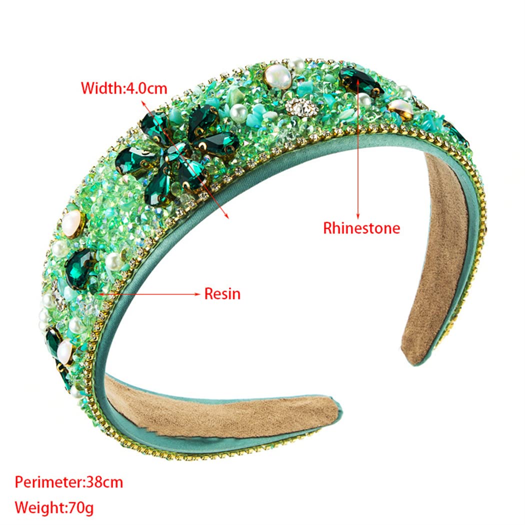 DouuYuhet 2Pcs Ladies Fashion Headband, Personality Rhinestone Decoration Candy Color Headband Girls Women Headband Party Headband Accessories Accessories Jewelry (grass green, green)