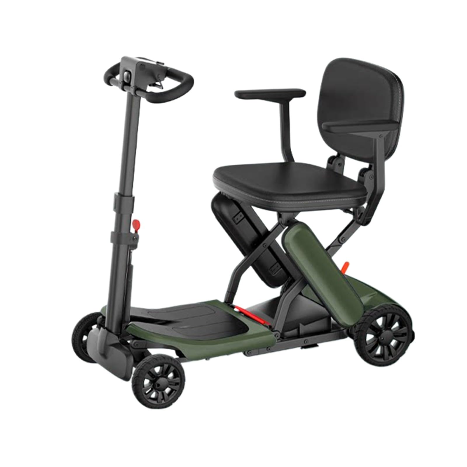 Scooter De Mobilité Pliable pour Seniors,2 Batteries, Longue Autonomie,Sûr Et Confortable,Léger Et Pliable,Certifié pour L'aviation,Transportable en Cabine Graphite Green