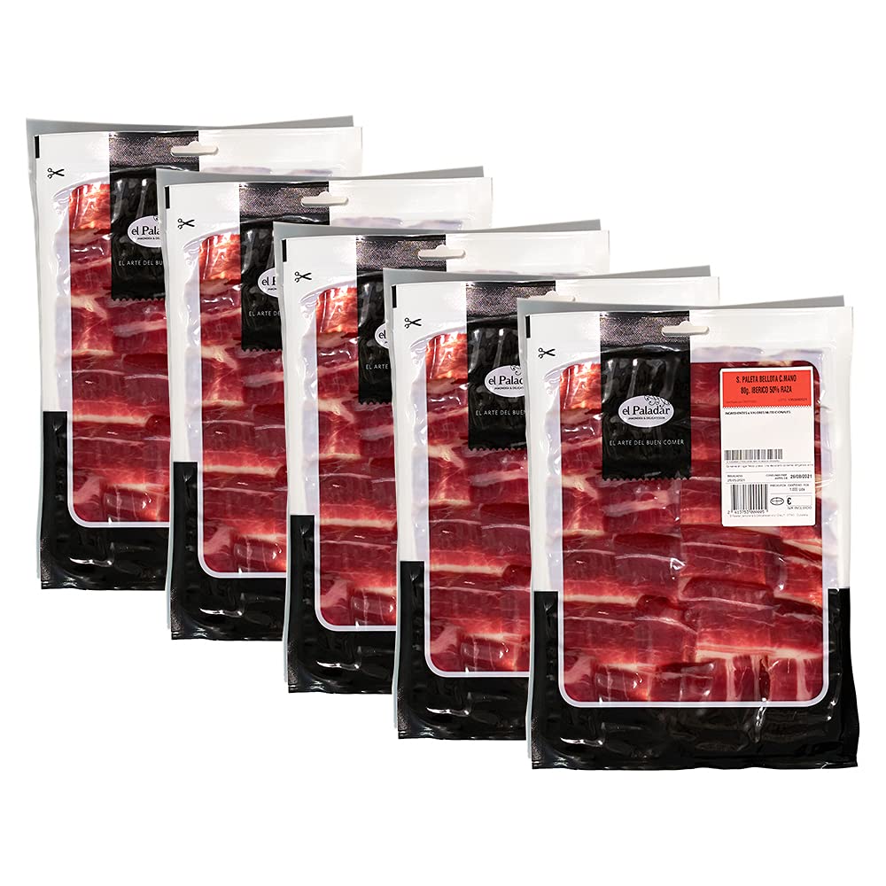 PACK PALETA DE BELLOTA IBÉRICA 50% RAZA IBÉRICA SELECCIÓN EL PALADAR (CORTE MANO 80G. x5 LONCHEADO)