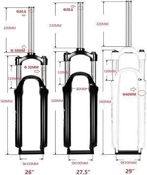 XCM 26 27.5 29-inch Shoulder Locking Mechanical Aluminum Alloy Shock-Absorbing Front Fork Frame for 130-32 Mountain Bikes, Stroke 120(Black 29in Manual)