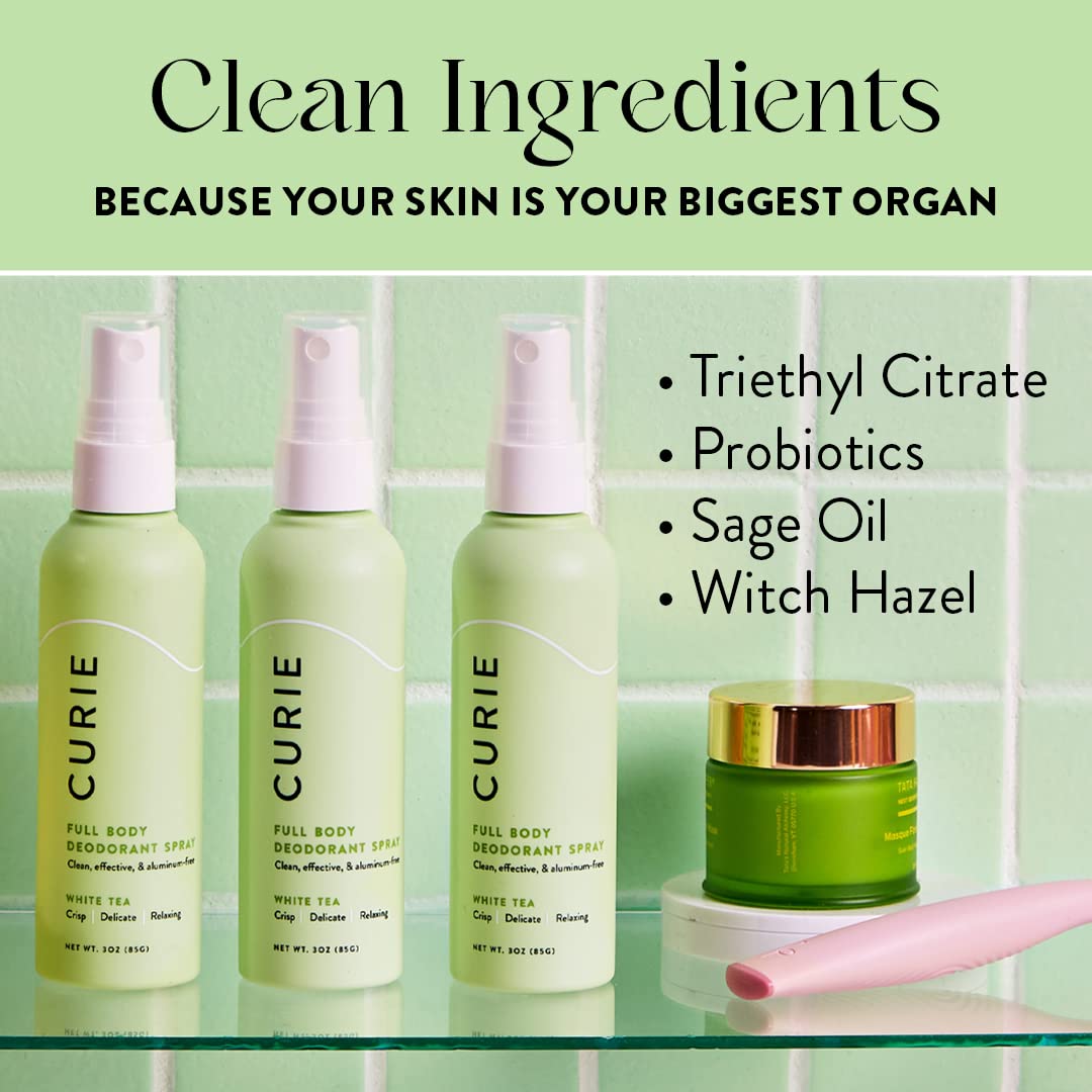 Curie Full Body Spray Deodorant for Men and Women, Aluminum Free Deodorant with No Baking Soda, 3oz (White Tea) - Image 3