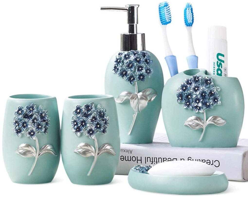 Set de baño de resina Blue Sky para solucionar el desorden del lavabo con dos copas