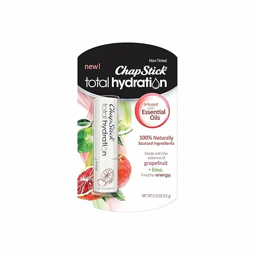 ChapStick Total Hydration Essential Oils - Bálsamo labial energético, lima + pomelo, tubo de bálsamo labial para cuidado de labios, 0.12 onzas
