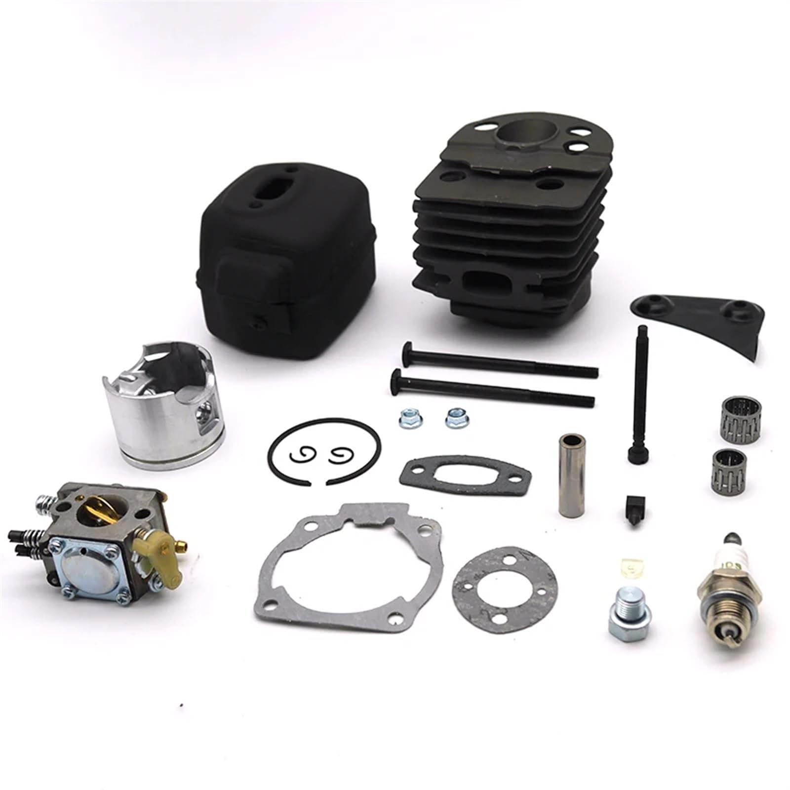 Wivplex Kit tendicatena regolatore pistone cilindro carburatore scarico marmitta 46MM, for Husqvarna, 55 51 pezzo di ricambio for motosega da giardino Kit guarnizione cilindro pistone