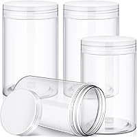 Vista 22 de 24 frascos de plástico transparente vacíos con tapas, recipientes de almacenamiento redondos de boca ancha para productos de belleza, crema