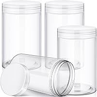 Vista 55 de Patelai - 4 piezas de recipientes de plástico transparentes, redondos, de boca ancha, a prueba de fugas, con tapas, para viajes, almacenamiento