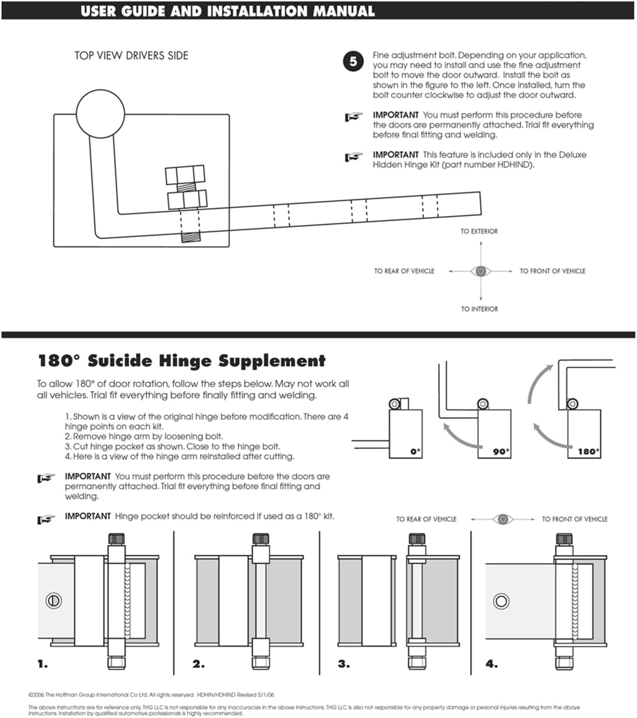 Universal Complete 2 Door Street Rat Hot Rod Suicide Hidden Hinge Kit