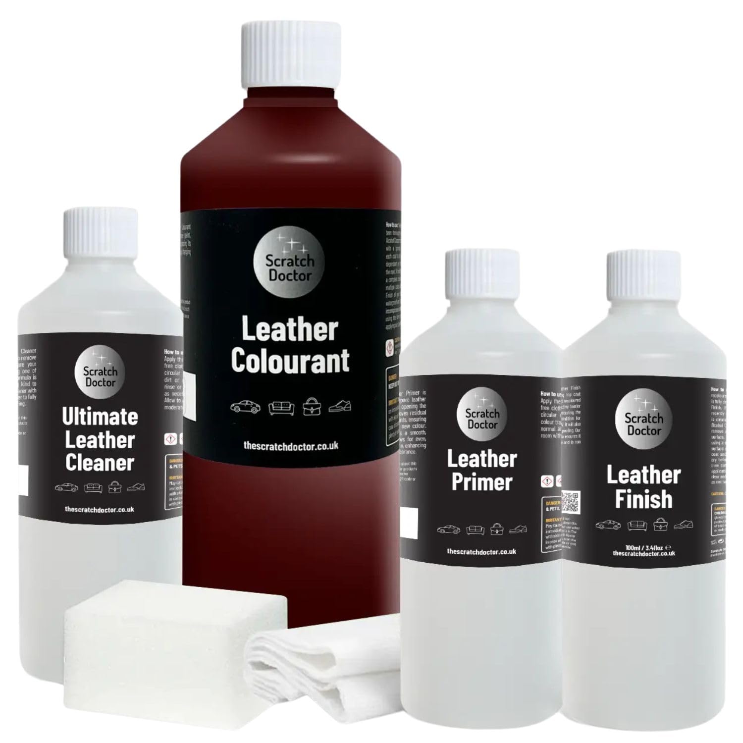 The Scratch Doctor Leather Recolouring Kit for Furniture & Car Seats | Clean, Dye & Protect | Includes Cleaner, Primer, Dye & Sealant (Dark Grey, 1000ml) — view 31