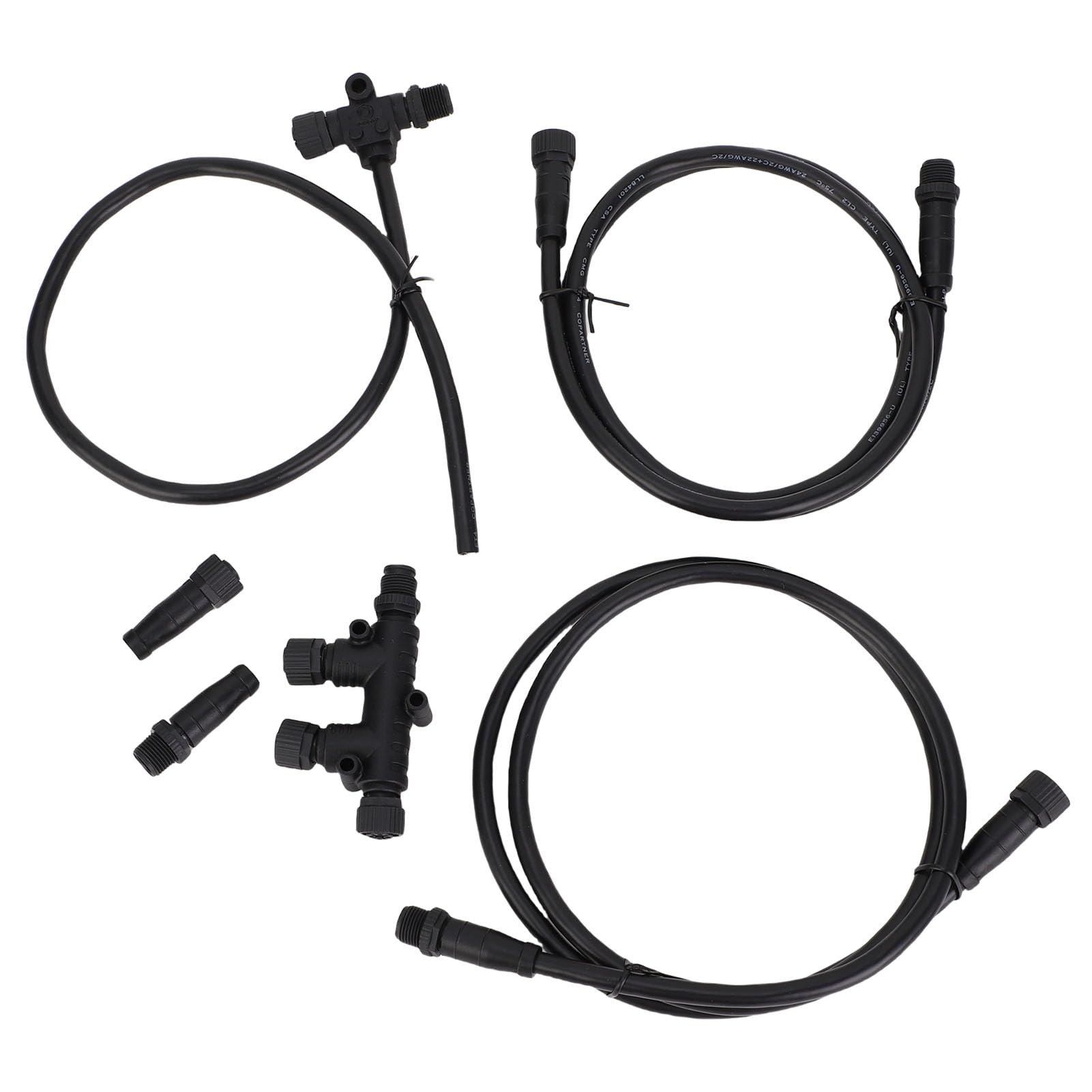 Acouto Kit de Démarrage NMEA 2000 Câbles de Base de qualité Marine Câbles de Dérivation Tés Terminateurs Connecteur T 5 Broches 2K Remplacement pour Adaptateur T 1 Ca Kit de Démarrage NMEA 2000