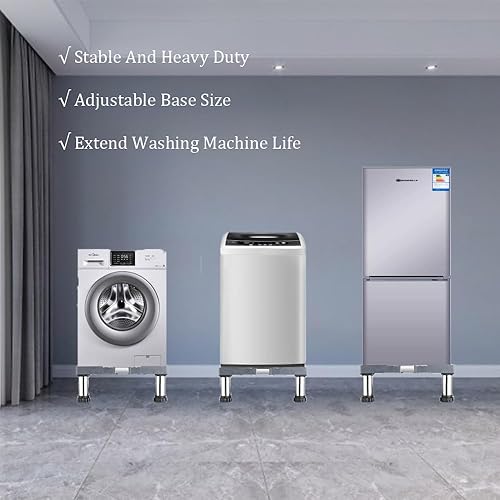 Miniatura 3 de Washing Machine Stand, 4Legs Adjustable Washer Stand Height 17-20cm Washing Machine Base Fridge Stand Width 40-60 cm for Washer Cookers Fridges Max