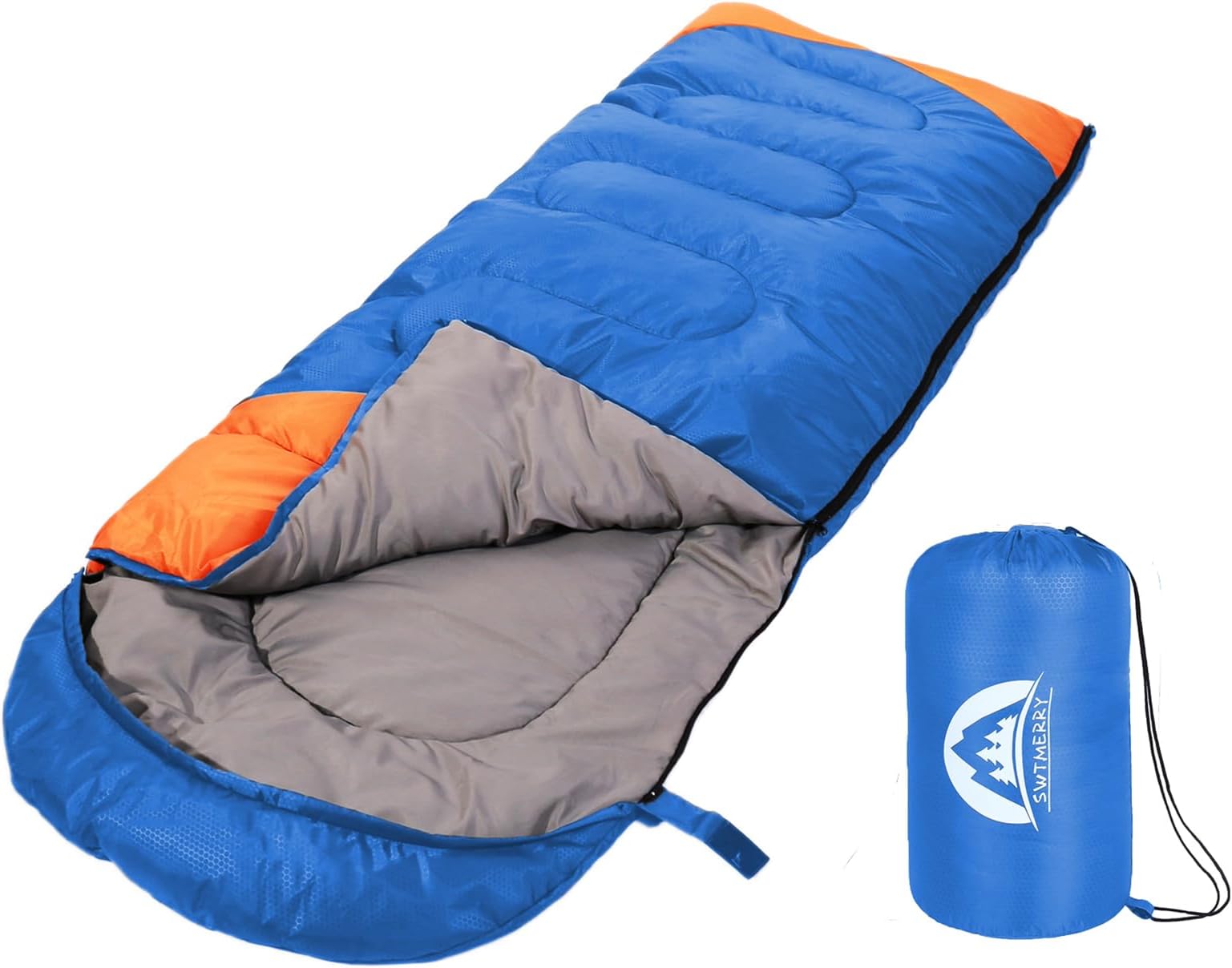 SWTMERRY- Sleeping Bag 3-4 Seasons (Summer, Spring, Fall, Winter) Warm & Cool Weather - Lightweight,Waterproof Indoor & Outdoor Use for Kids, Teens & Adults for Hiking, Backpacking and Camping
