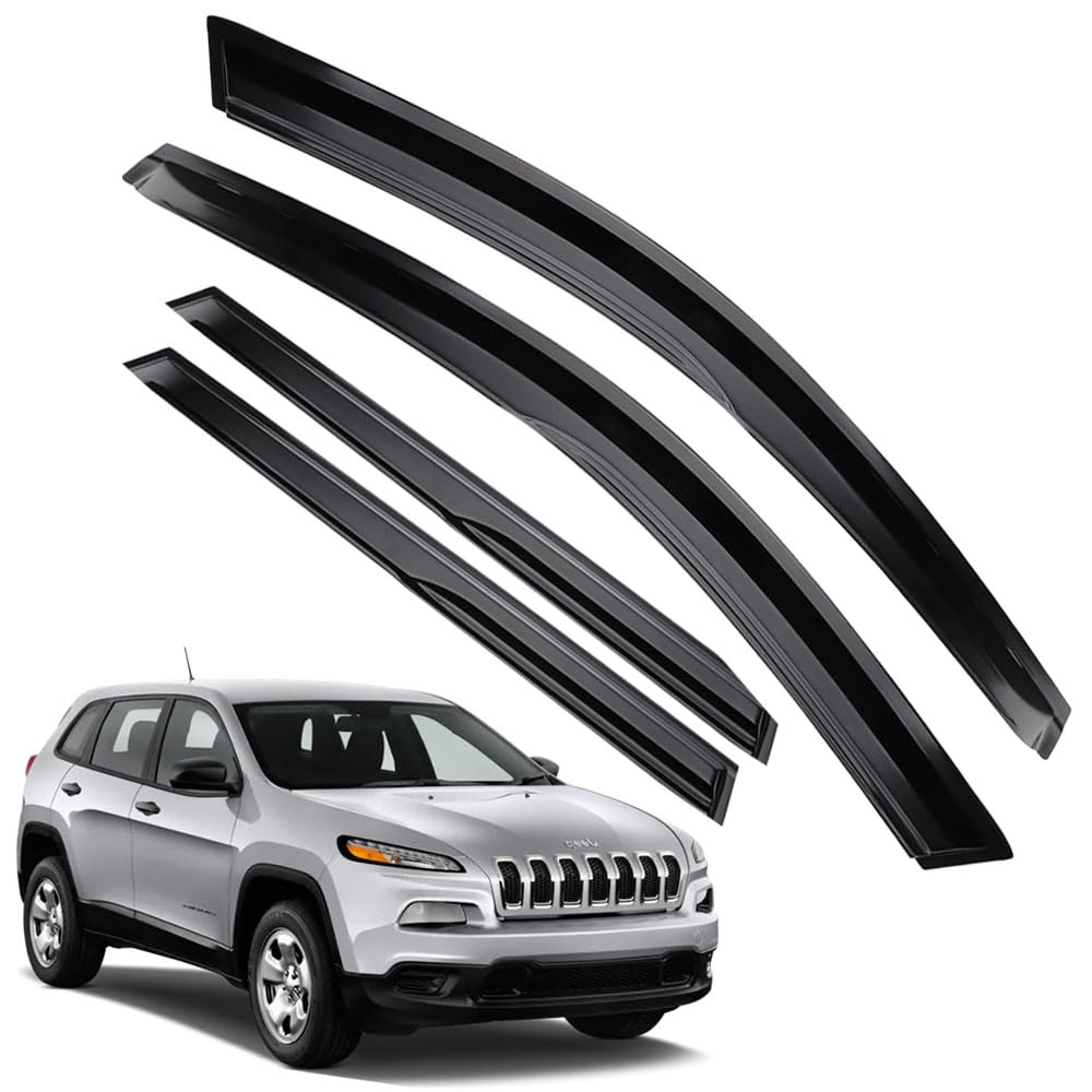 Rain Guards for Jeep Cherokee 2014-2023, Tape-on Side Window Deflectors for Jeep Cherokee, Window Visors for Jeep Cars, for Jeep Car Accessories, 4 pcs