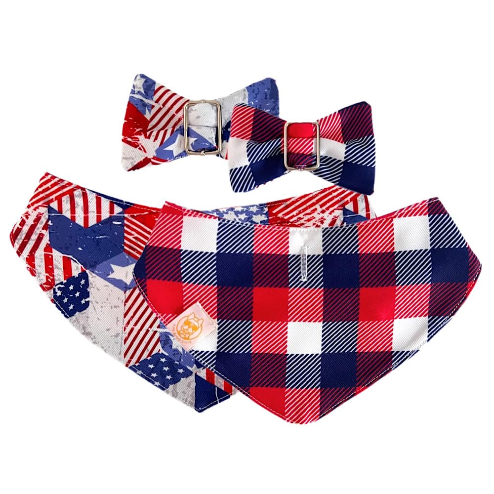 Bowdanas, Dog Bow Ties & Bandanas, 100% Made in The US, a melding of Comfort & Style, Donate with Each Sale to Local Animal Shelters (America Pet, Large)