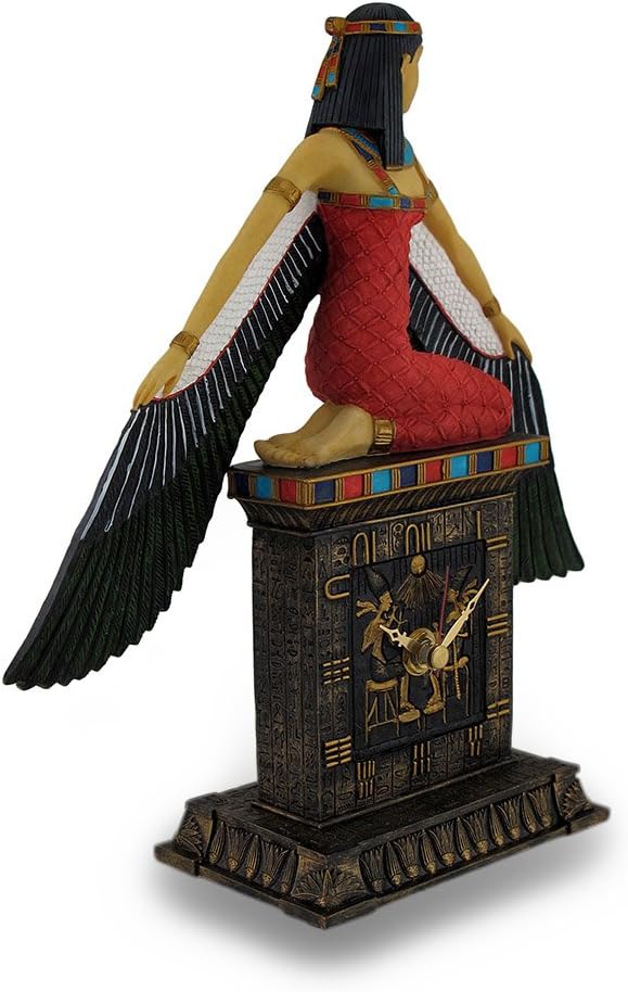 Veronese Design Hand Painted Egyptian Winged Goddess Isis Desk Clock Ancient Egypt