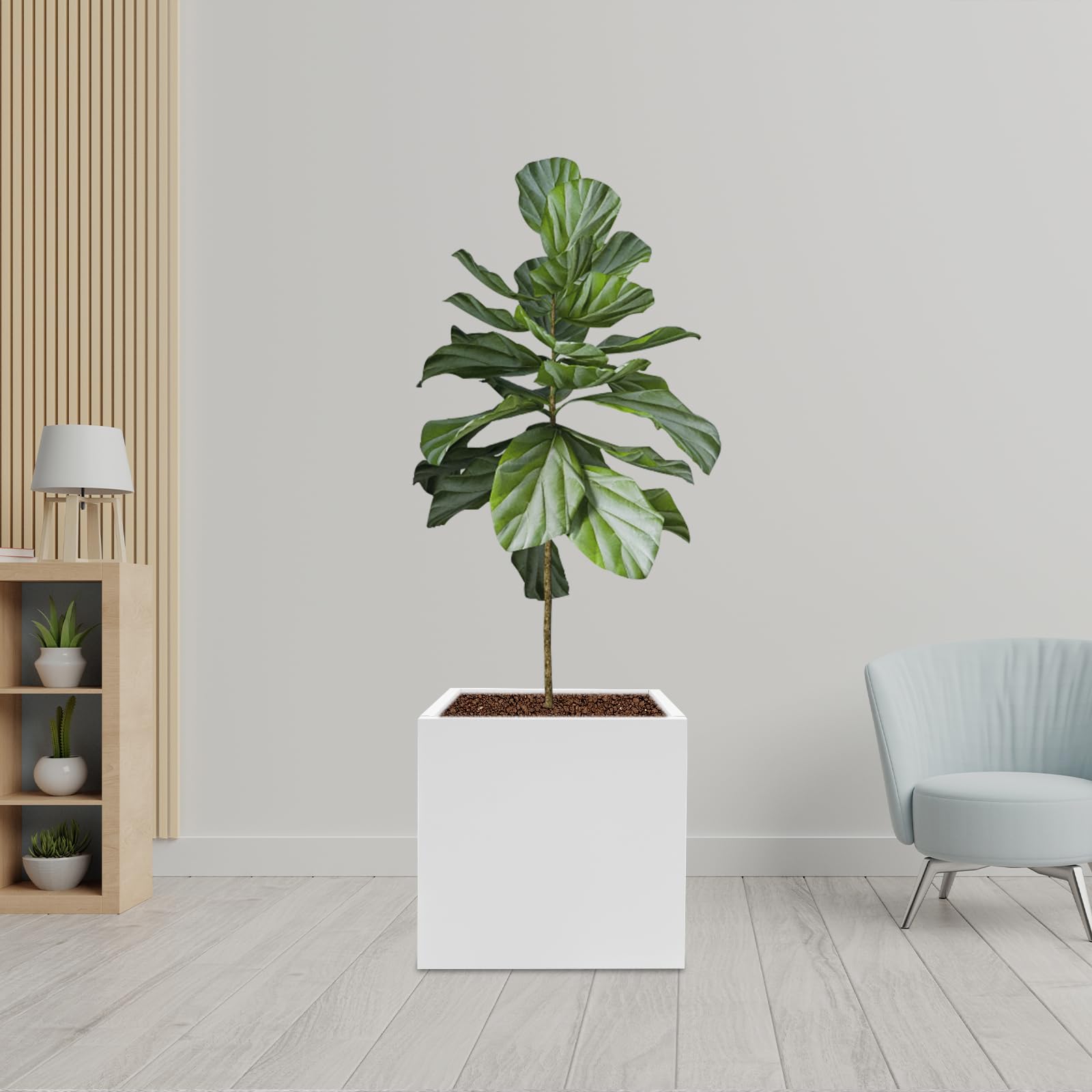 Nowoczesna kwadratowa donica na kwiaty z metalu 60 x 60 x 60 cm – donica na rośliny, ozdobna doniczka i akcesoria do domu do wnętrz i na zewnątrz – odporna na warunki atmosferyczne, stabilna z prostą