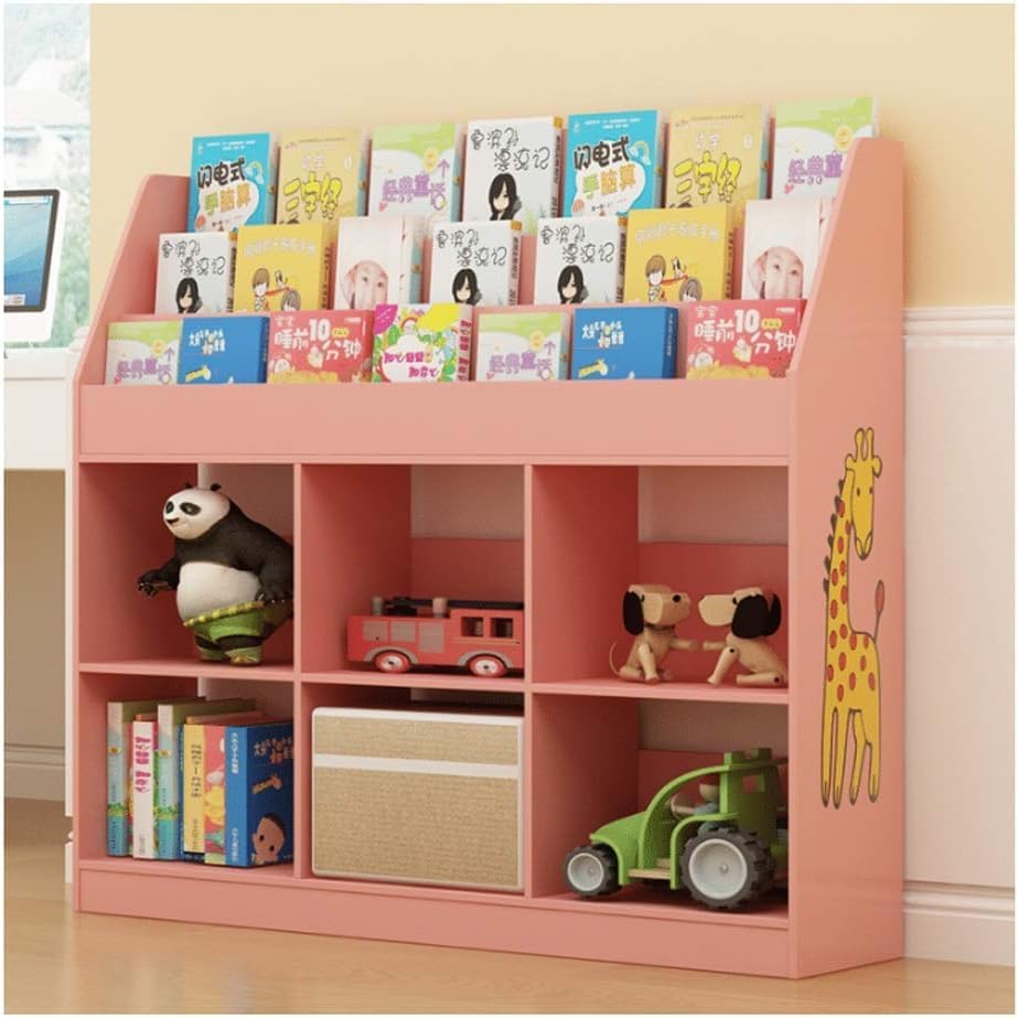 Bibliothèque étagère à livres rose dans la salle de jeux bébé