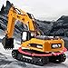 wheelfun 1/14 HUINA RC Metal Excavator 580 2.4G Excavator Truck Model Smoke LED Display Radio Controller Bit Comes with Light and Sound