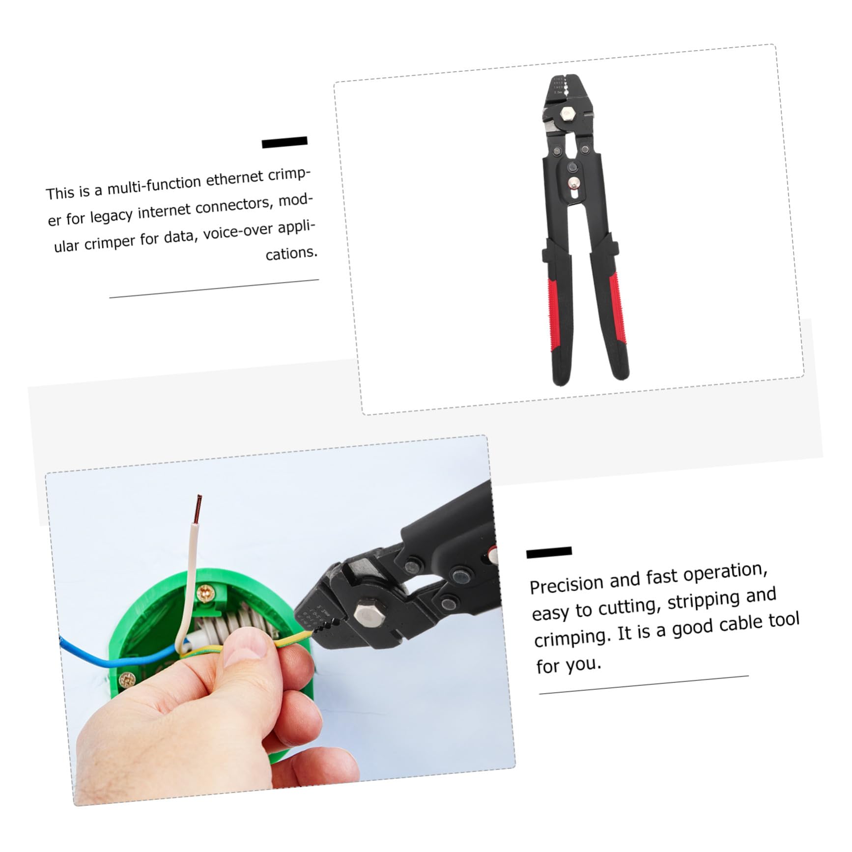 Pinza per Crimpare Cavi Metallici Nero, Set 1 Pezzo | Acciaio, Plastico e Alluminio, Impugnatura Confortevole, per Lavori di Crimpatura e Taglio
