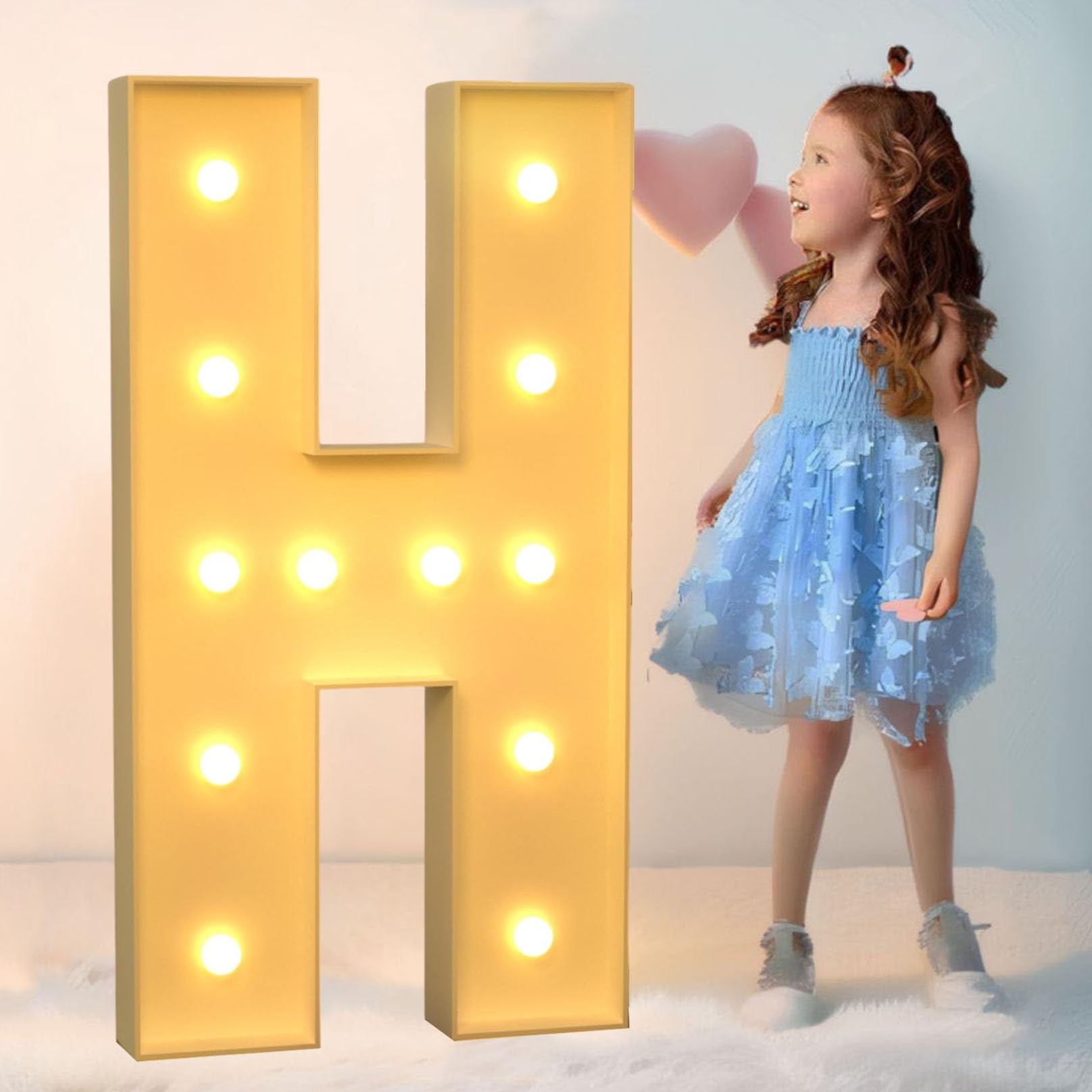 Carpa De 3 Pies con Luz Número 0-9, Letras Iluminadas For Marquesina AZ, Juego De Tablero De Espuma Precortado Grande Blanco For Decoración De Fiestas De Cumpleaños, Bodas (Color : Letter H, Size :