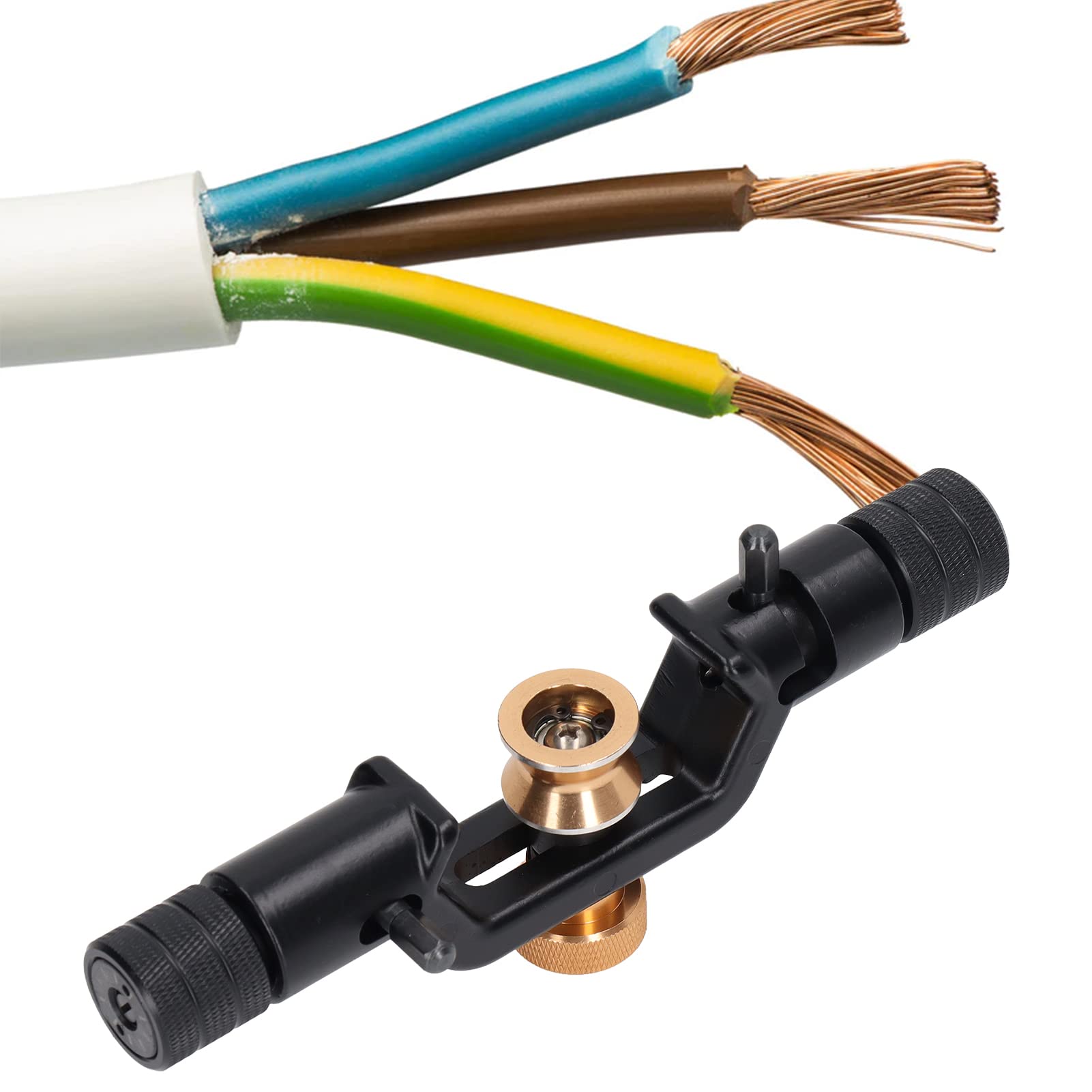 Fafeicy Outil de Dénudage de Fibre Optique, Double Tête, Alliage d'Aluminium, Réglable 8-28,6mm, pour Câble Blindé